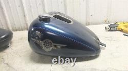 04 Harley Davidson Flstf Softail Gas Fuel Blue Oil Tank