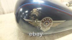 04 Harley Davidson Flstf Softail Gas Fuel Blue Oil Tank