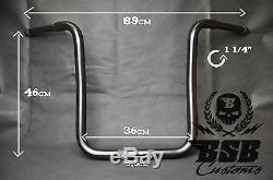 18 Ape Hanger Handlebar Matt Black Harley Davidson Softail Dyna Touring 1 1/4