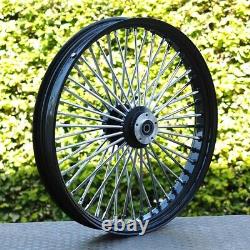 26x3,5 Big Fat King Spoke Wheel, Black Front, 2x Flange Harley Davidson