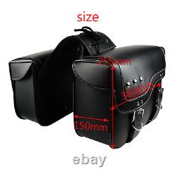 Big Saddle Bag In Waterproof Leather Motorcycle Side Bag Tools Pouch Black
