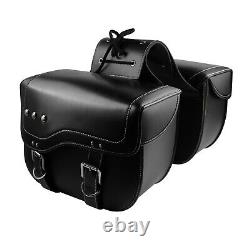 Big Saddle Bag In Waterproof Leather Motorcycle Side Bag Tools Pouch Black
