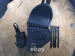 Black Maltese Side Bag Suitable for Harley Davidson Softail Genuine Leather