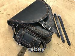 Black Orange Diablo Side Bag Compatible With Harley Davidson Softail