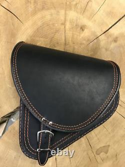 Black Orange Diablo Side Bag Compatible With Harley Davidson Softail