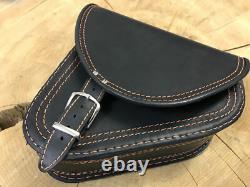 Black Orange Diablo Side Bag Compatible With Harley Davidson Softail