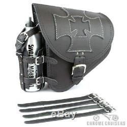 Harley Davidson Black Leather Saddle Bag Left Single Bottle Cross
