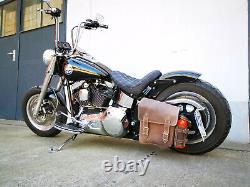 Harley Davidson Softail Hulk Braun Saddle Bag Bottle Holder Leather Bag Hd