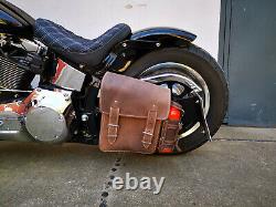 Harley Davidson Softail Hulk Braun Saddle Bag Bottle Holder Leather Bag Hd