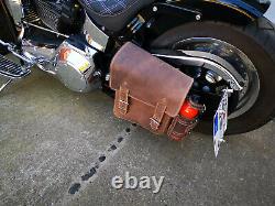 Harley Davidson Softail Hulk Braun Saddle Bag Bottle Holder Leather Bag Hd