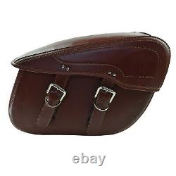 Saddle Bag In Waterproof Leather Motorcycle Side Bag For Tools Brown Pouch