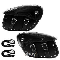 Saddle Bag Waterproof Leather Motorcycle Side Bag For Tools Pouch Black Nails