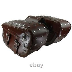 Saddle Bag Waterproof Leather Side Bag For Tools Brown Nails Pouch