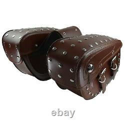 Saddle Bag Waterproof Leather Side Bag For Tools Brown Nails Pouch