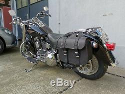 Saddle Bags Motorcycle Apollo Black Harley Davidson Fatboy Softail Heritage