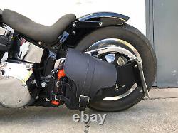 Side Bag Hades Black Compatible With Harley Davidson Fatboy Softail