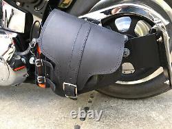 Side Bag Hades Black Compatible With Harley Davidson Fatboy Softail