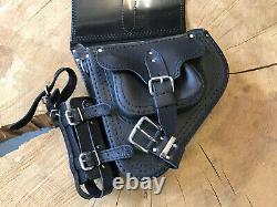 Side Bag Hades Black Compatible With Harley Davidson Fatboy Softail