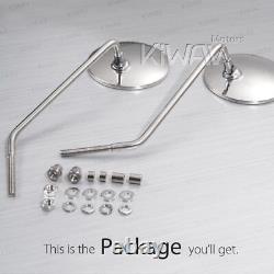 'Stan Round Chrome Rearview Mirrors 5/16 Perch Mount for Harley Dyna V-Rod Softail'