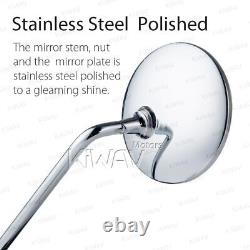 'Stan Round Chrome Rearview Mirrors 5/16 Perch Mount for Harley Dyna V-Rod Softail'