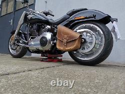 This title translates to: 'Light Brown Odin Saddle Suitable for Harley Davidson Softail Swingarm Bag'