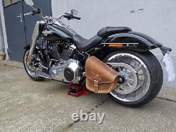 This title translates to: 'Light Brown Odin Saddle Suitable for Harley Davidson Softail Swingarm Bag'
