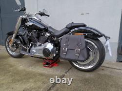 Zeus Black Saddlebags + Support XL Suitable for Harley Davidson Softail from