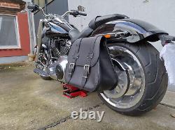 Zeus Black Saddlebags + XL Support Suitable for Harley Davidson Softail From