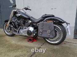 Zeus Black Saddlebags + XL Support Suitable for Harley Davidson Softail From