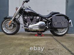 Zeus Black Saddlebags + XL Support Suitable for Harley Davidson Softail From