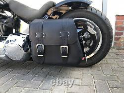 Zeus Black Saddlebags + XL Support Suitable for Harley Davidson Softail Up to 2017