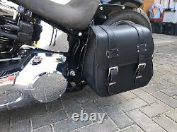 Zeus Black Saddlebags + XL Support Suitable for Harley Davidson Softail Up to 2017