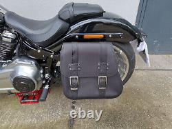 Zeus Black Saddlebags + XL Support Suitable for Harley Davidson Softail from