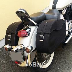 (t) Black Motorcycle Leather Saddlebags Bag Harley Davidson Fatboy