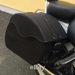 (t) Black Motorcycle Leather Saddlebags Bag Harley Davidson Fatboy