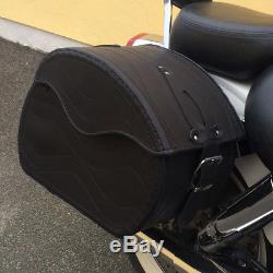 (t) Motorcycle Leather Black Bags Saddlebags Harley Davidson For Fatboy