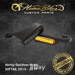 Heinzbikes Clignotants LED Guidon Harley Davidson Softail 2015 2017 Noir