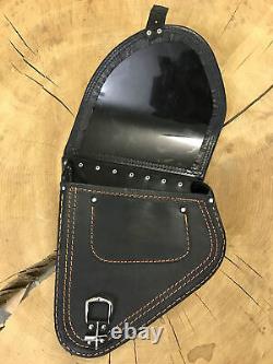 Sac Latéral Diablo Noir Orange Édition Compatible Avec Harley Davidson Softail